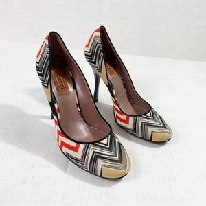 MISSONI Zigzag  Knit Leather Heel Pumps